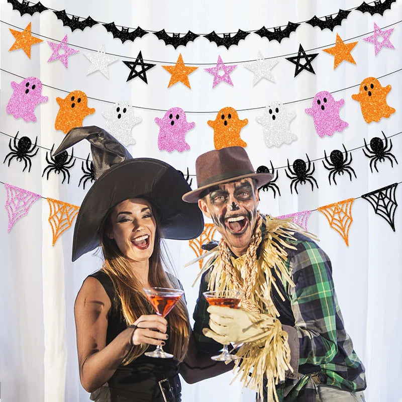 Halloween Themem Party Decoration Banner Ghost Festival Atmosphere Decoration Ghost Spider Bat Banner Decoration Supplies Lootquake LLC