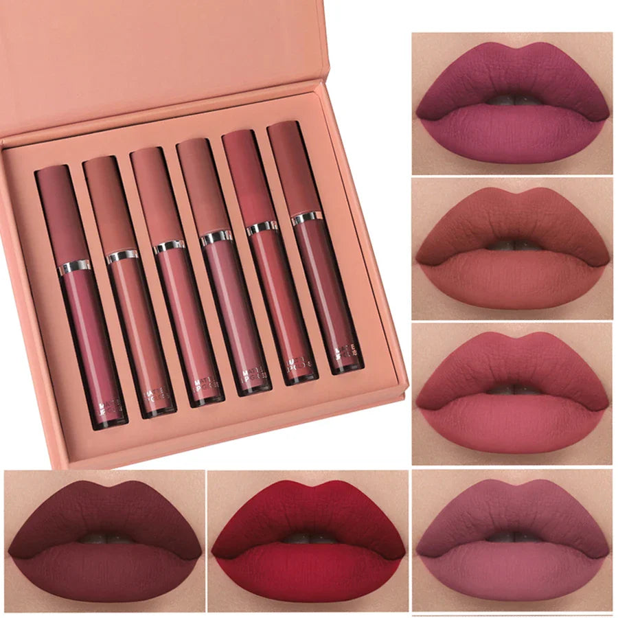 Matte Lip Gloss Set 6 Color Lipstick Smooth And Lasting Display Lip Gloss Waterproof Moisturizing Lipstick Holiday Gift Box Set Lootquake LLC