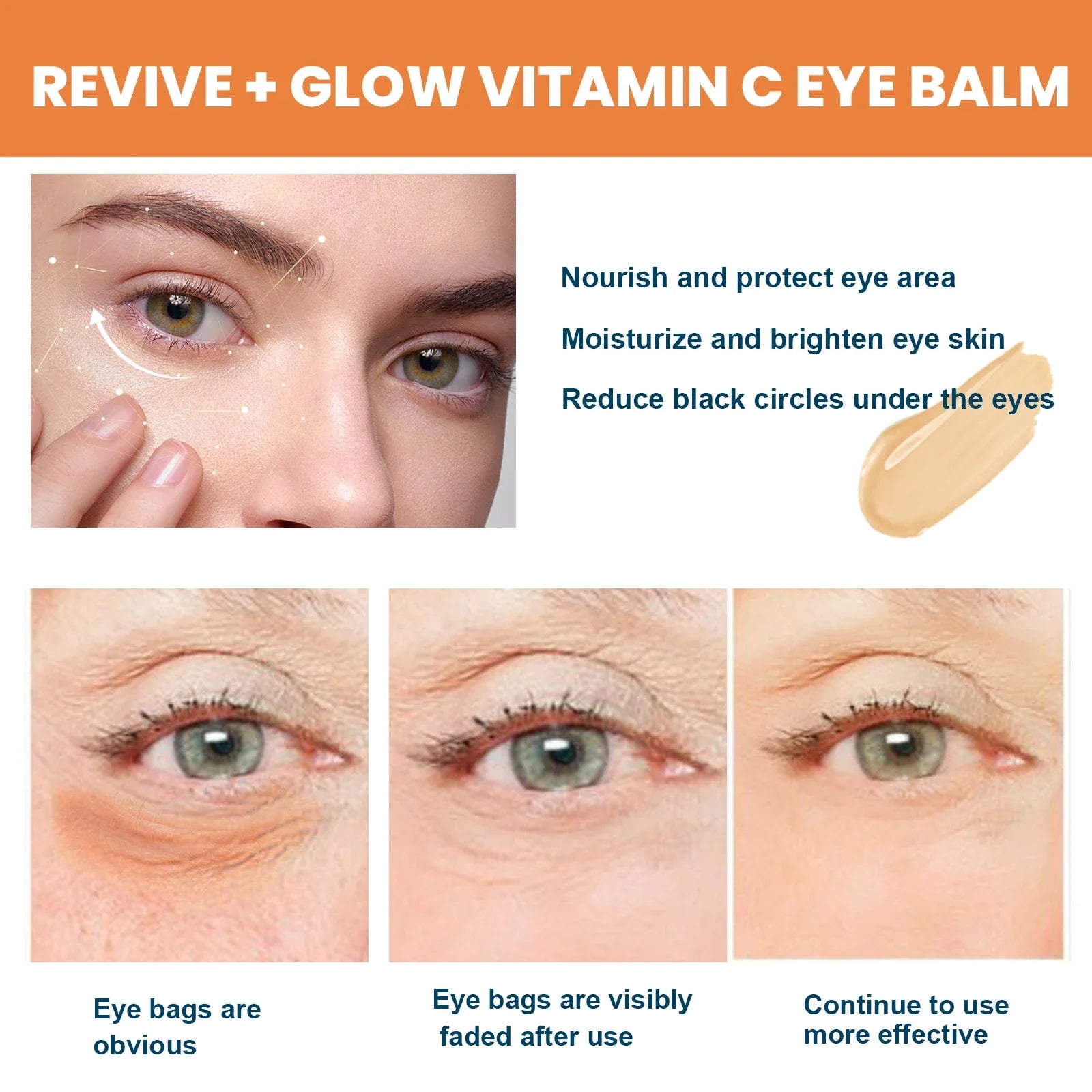 Vitamin C Eye Cream Stick Anti-Wrinkle Moisturizing Balm Eye Bag Removal Dark Circles Reduce Fine Lines Anti Puffiness Eye Cream Lootquake LLC