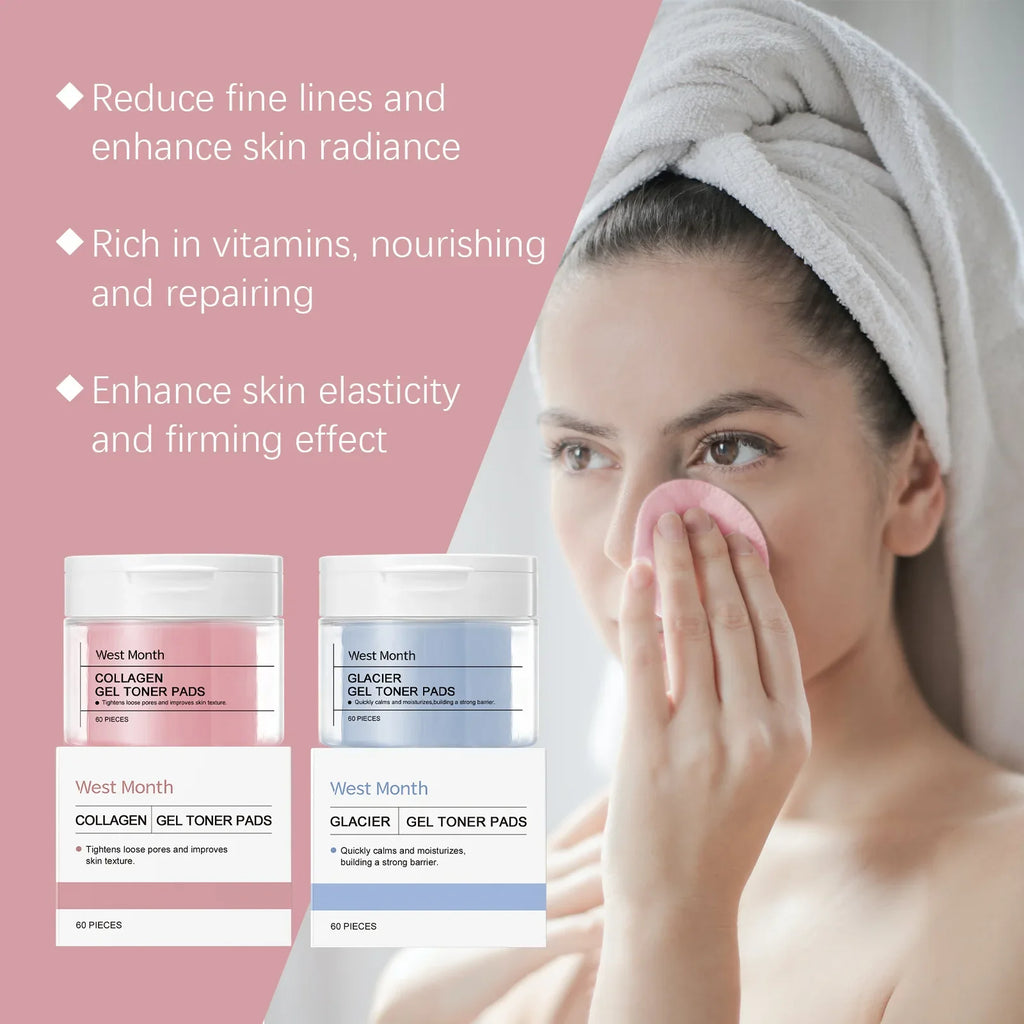 Collagen Pad Facial Toner Fade Fine Lines Brightening Skin Tone Improve Sensitive Acne Facial Skin Soothing Glacier Cotton Pads Lootquake LLC