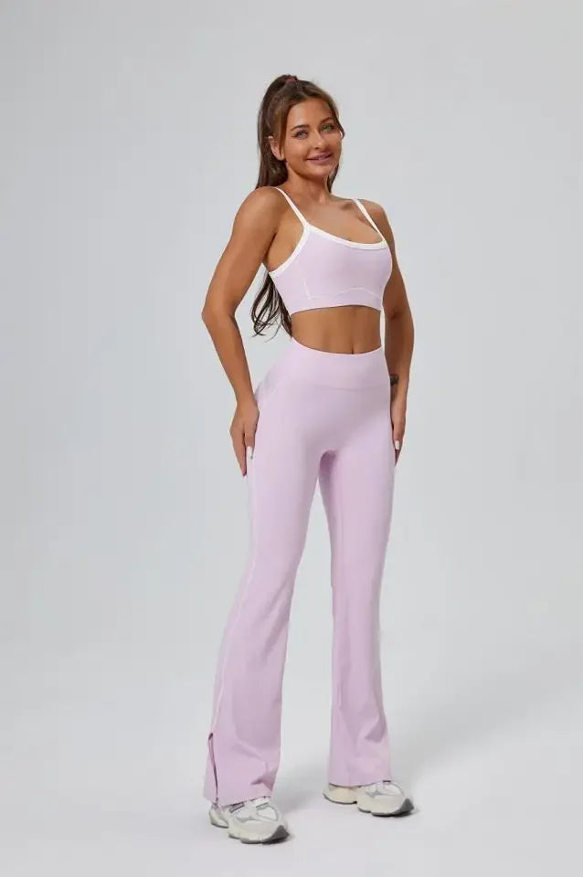 FlareLift Yoga Set: High-Waist Pants & Backless Bra THRIXINE