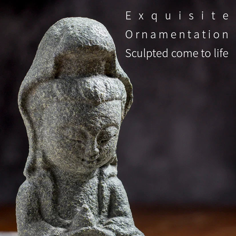 Avalokitesvara Buddha Statue Granite Sculpture Figurine Meditation Miniatures Ornament Home Decoration Crafts Antique Art Gift