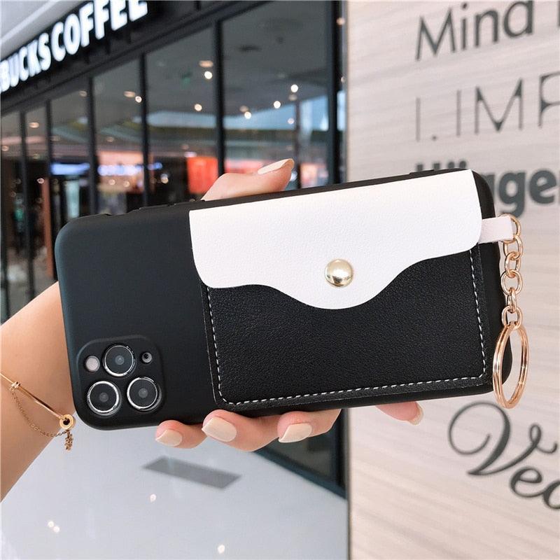 Luxury Wallet Phone Case For iPhone 13 Pro Max 11 12 Pro Max X XR XS 7 8 Plus 13 Mini Soft Silicone Handbag Card  Phone Case Wallet Compatible iPhone Bag Cover Stevvex