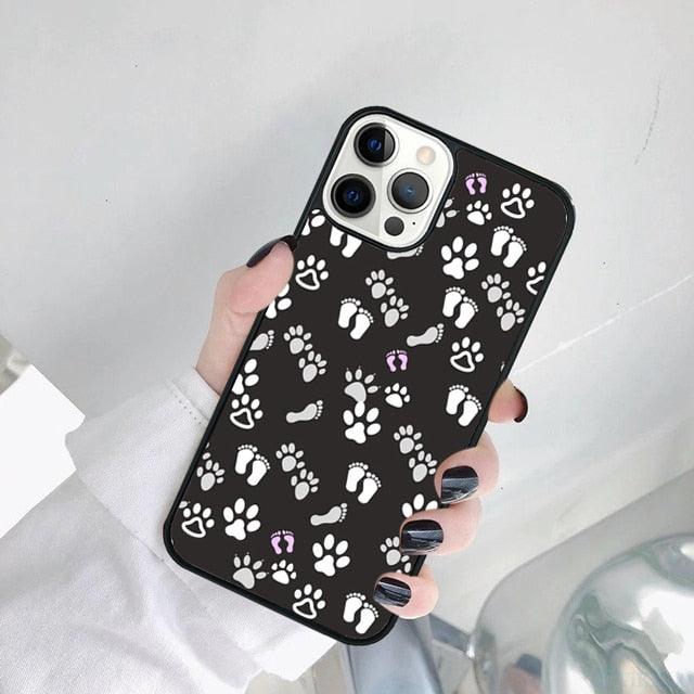 Dog Foot Print Colorful Pattern Phone Case For Iphone 14 Se 2020 Xr Xs 11 12 13 Mini Pro Max 6 7 8 Plus  Ultra Designer Printed Hard Back Case Stevvex