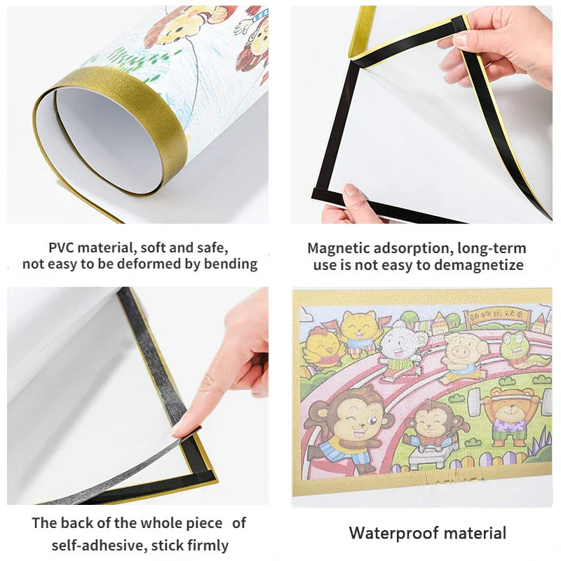 A4/A5/A6 Black Magnetic Photo Frame Publicity Column Advertising Column Self Adhesive Soft Poster Frame Certificate Folder Lootquake LLC