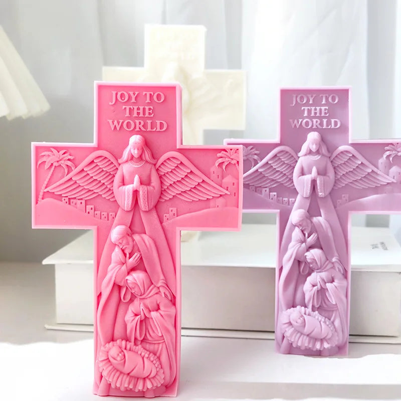 Cross Angel Virgin Mary Jesus Candle Silicone Mold Handmade Greek Mythology Sculpture Plaster Candle Soy Wax Mould Home Decor Lootquake LLC