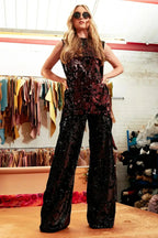 Sparkly Brown Tie Back Top - SJB-DIAMOND ELITES