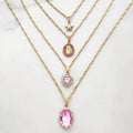 Multi-layer Pink Heart Crystal Pendant Necklaces