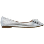 Metallic Bow Pointed Toe Ballet Flat
