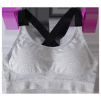 SOBEYO Sports Bra Padded Elastic Straps Cross Back Gray - SJB-DIAMOND ELITES