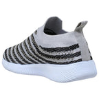 SOBEYO Women's Sneakers Running Shoes Rhinestone Strips Accent Gray