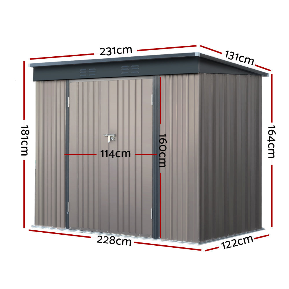 NNEDSZ Garden Shed 2.31x1.31M Sheds Outdoor Storage Tool Metal Workshop Shelter Double Door Lootquake LLC