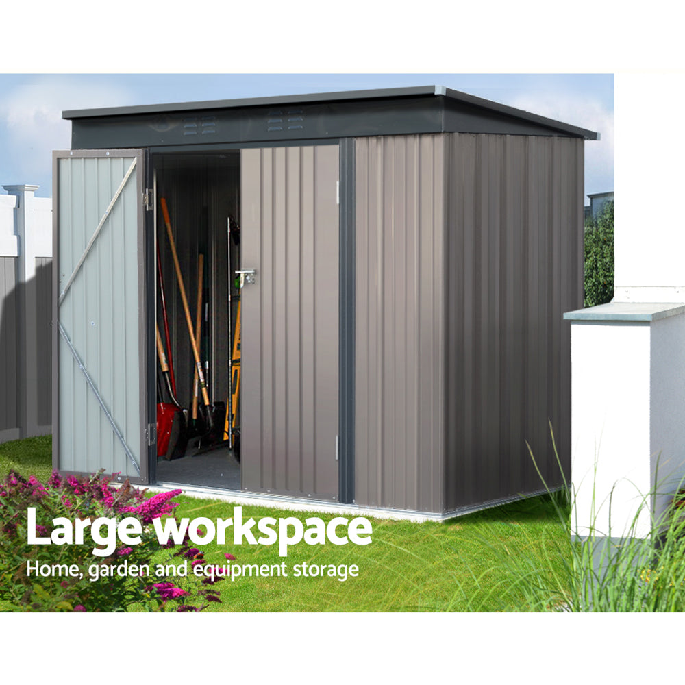 NNEDSZ Garden Shed 2.31x1.31M Sheds Outdoor Storage Tool Metal Workshop Shelter Double Door Lootquake LLC