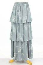 Layered Ruffle Maxi Skirt with Floral Embroidery | Femstylo