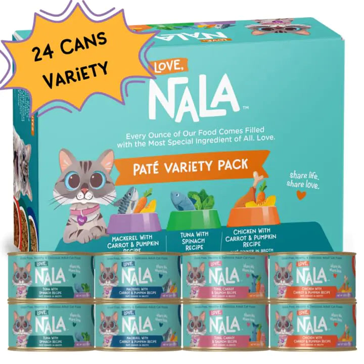 LOVE NALA Wet Cat Food Pate Recipe - Grain Free Wet Cat Food in Broth Natural Cat Pate Wet Food Adult Cat Food Wet - Chicken & Fish Variety - 24 Pack Lootquake LLC