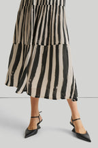Strappy Tiered Maxi Dress in Black Stripes Purplish Diva