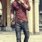 Tee Shirt V-Neck Long Sleeve Pi-Mart