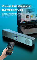 Salange Bluetooth Speaker USB Wired 3.5mm Port Sound Bar for PC Game Console Smartphone Laptop Tablet Black Desk Set Long Lootquake LLC