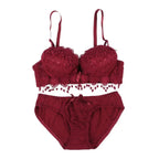 Women Lace Bra Sets Flower Printed Underwear Suit Sexy Lady Ultra-Thin Lingerie Comfortable Push Up Brassiere Outfit