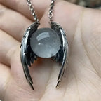Personality Angel Ghost Beads Wings Pendant Necklace for Men Women Guard Angel Necklace Hip Hop Jewelry Accessories