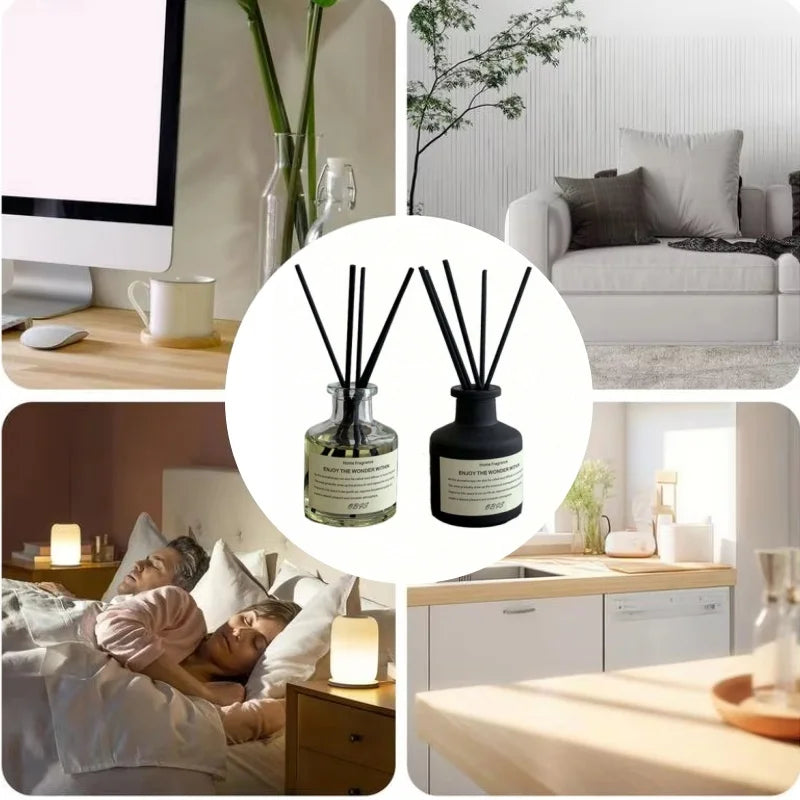 50ml Aromatherapy Essential Oil Flameless Freesia Jasmine Fragrance Oil with Reed Diffuser Stick Home Room Air Freshener Decor Lootquake LLC