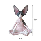 Cat Figurine Sphynx Meditation Statue Yoga Animal Cat Meditate Art Sculpture Micro Decoration Garden Home Office Ornament