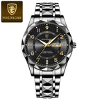 POEDAGAR Luxury Business Men's Wristwatch Stainless Steel Date Week Man Watch Waterproof Luminous Fashion Quartz Watches For Men