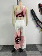 2 Piece Women Sets 2024 New Arrival Summer Autumn Matching Printing Two Pieces Sets Sleeveless Top And Pants Suits Outfits