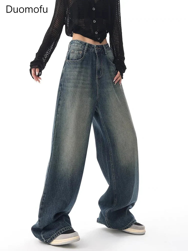 Duomofu Autumn Vintage Chicly Slim Button Female High Waisted Jeans American Basic Simple Casual Fashion S-XL Baggy Jeans Women Lootquake LLC