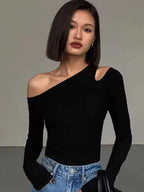 Sleek Spring Off-Shoulder Slim Crop Top