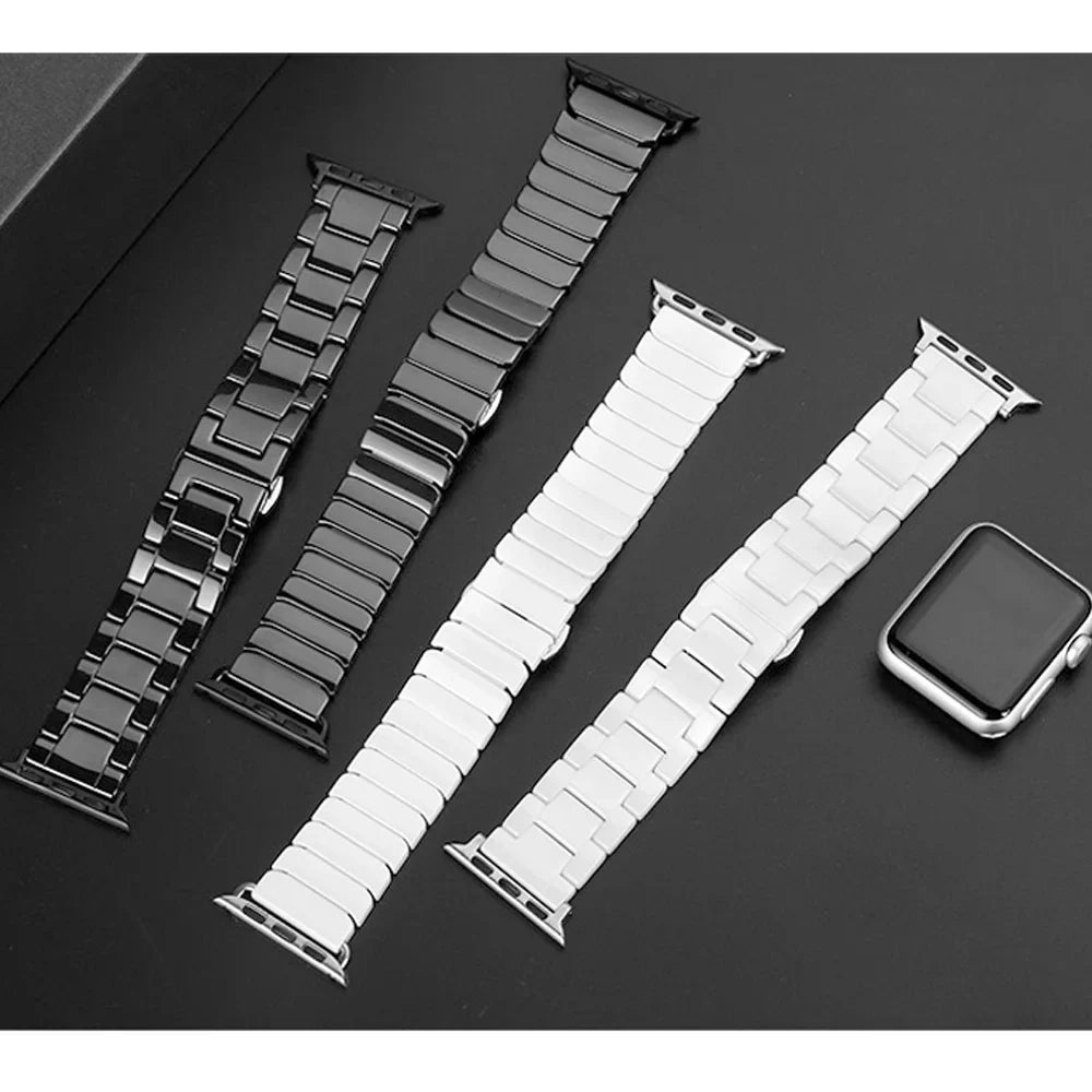 Apple Watch Ceramic Strap - Premium Stainless Steel Clasp