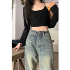 Vintage 90S Baggy Straight Denim Trousers Female Y2K High Waist Loose Wide Leg Jeans Women Streetwear All-Match Casual Pants New Lootquake LLC