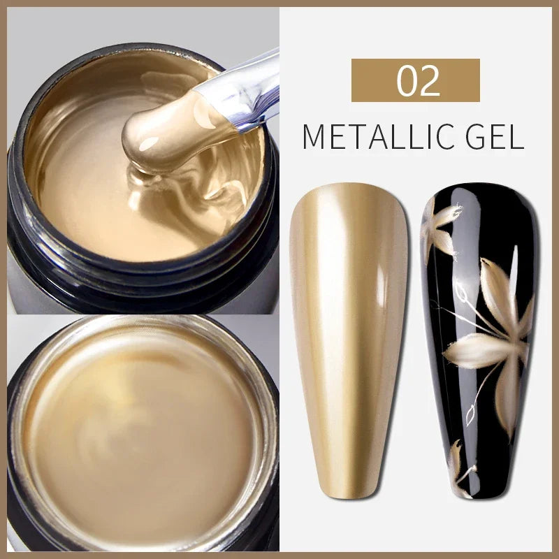 5ML Gold Silver Metallic Liner Paint Gel Polish Chrome Mirror Metal Effect Super Bright French UV LED Semi Permanent Nail Gel Lootquake LLC