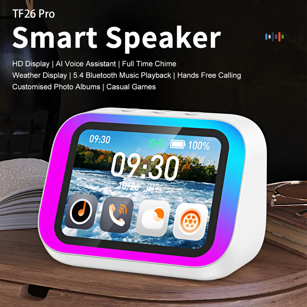 Smart Bluetooth Translator RGB Speaker 18 Languages Real-time Translation AI bluetooth 5.4 speaker with LCD display, game,alarm Lootquake LLC