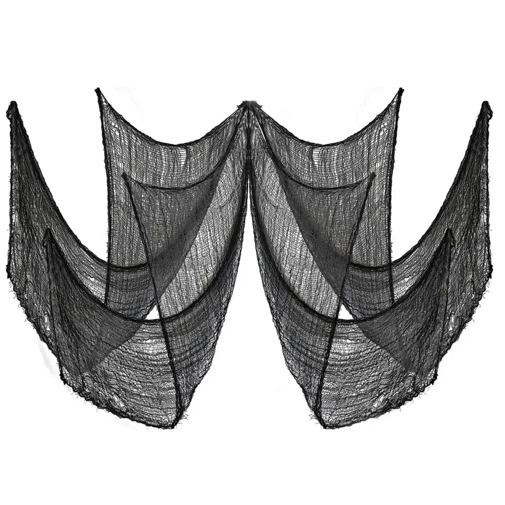 76x183cm Halloween Decorations Black Creepy Gauze Cloth Window Table Door Net Spooky Fancy Dress Party Haunted House Wall Decor