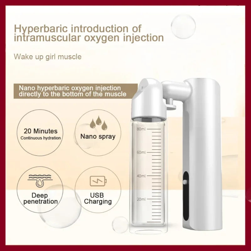 New 80ml Oxygen Injection Instrument Water Replenishing Spray Household Hand-held Face Cold Spray Humidifier Beauty Health Lootquake LLC