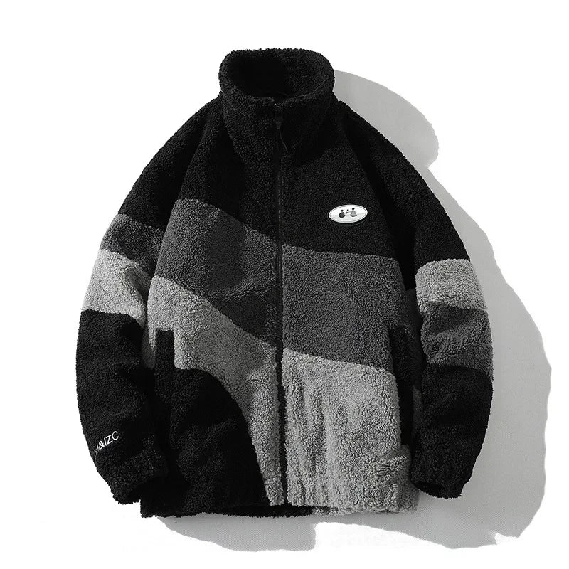 Men's Jacket Oversize Contrast Color Coat Warm Male Outwear Winter Parkas Jacket Men's Clothes Pi-Mart