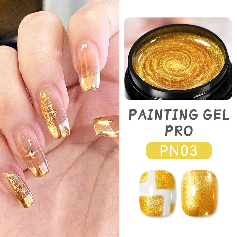 BORN PRETTY Metallic Painting Gel Gold Silver Mirror Effect Nail Polish Super Bright Drawing Line French Nail UV Painting Varnis Lootquake LLC