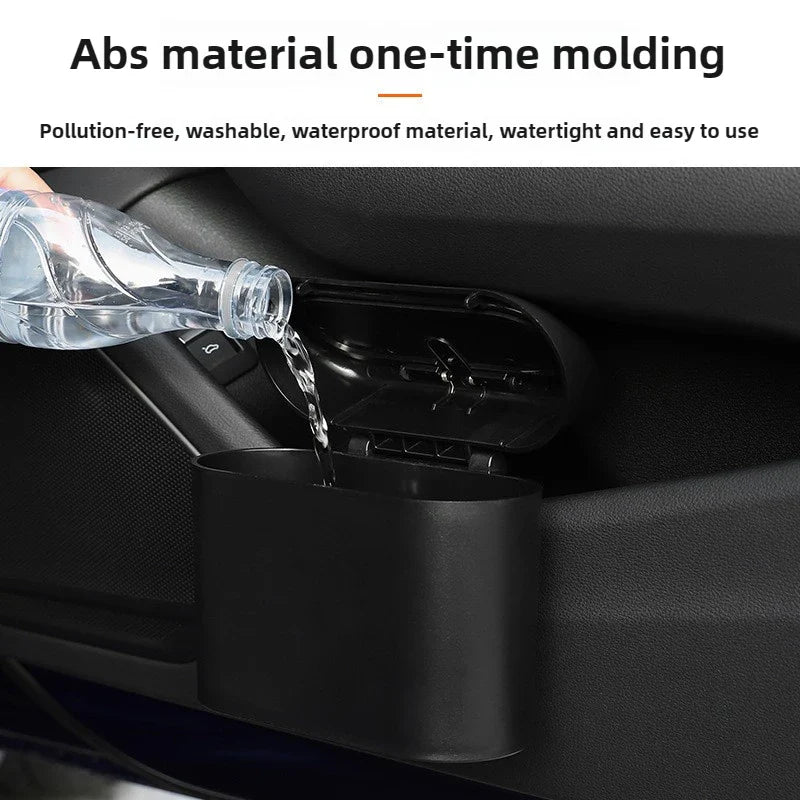 Car Trash Can Door Side Hanging Storage Bucket Lid Mini Box Bin Auto Dust Interior Rubbish Bag Garbage Accessories Push Dustbin