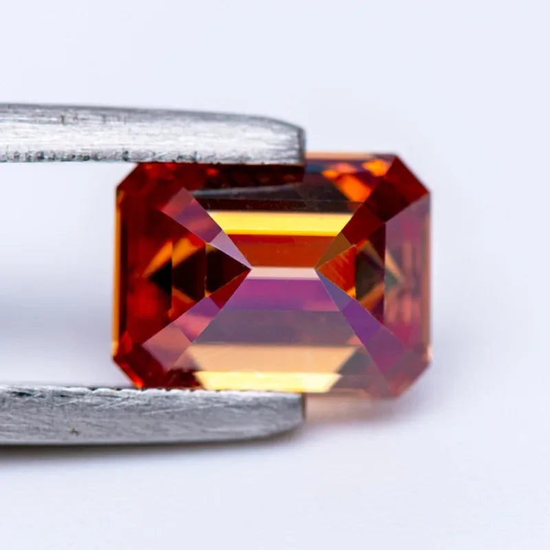 Moissanite Stone Emerald Cut Watermelon Red Color Lab Grown Gemstone Diamond Charms Woman Jewelry Making With GRA Certificate