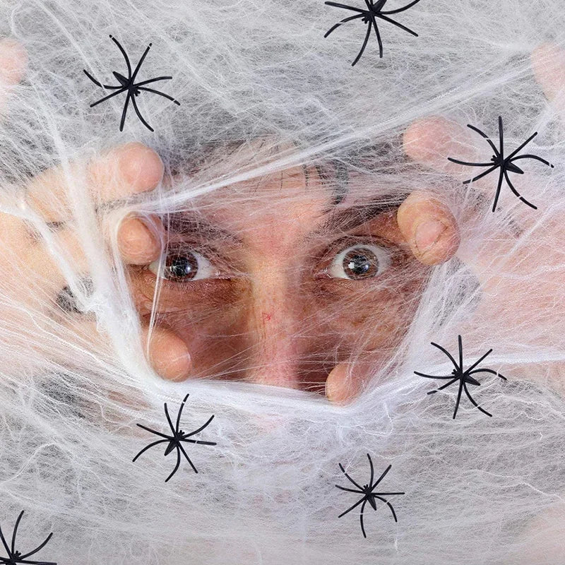 Halloween Decorations Artificial Spider Web Stretchy Cobweb Scary Party Halloween Decoration for Bar Haunted House Scene Props Lootquake LLC