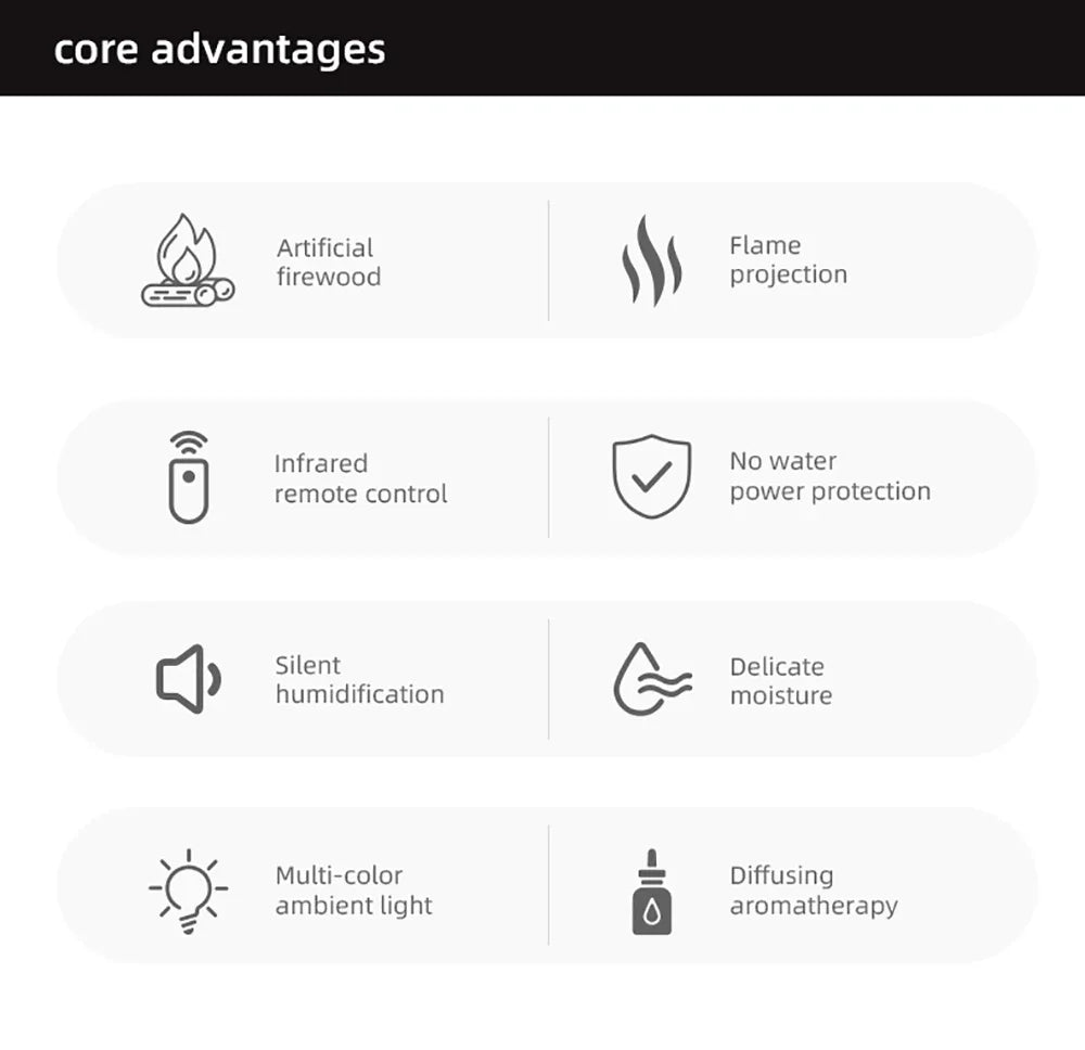 Air Humidifier Essential Oil Diffuser Flame Aroma Humidifier Home Room Fragrance Diffuser with Night Light Aromatherapy Diffuser Lootquake LLC