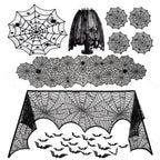 Halloween Decorations Set Spider Web Table Runner Fireplace Scarf Cover Tablecloth 3D Bats Wall Stickers Halloween Party Decor Lootquake LLC