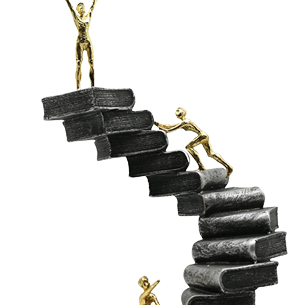 Resin Crafts Thinker Statues Ladder Statue For Bookshelf Decorative Objects Decoration Book Mountain Staircase Statue Lootquake LLC