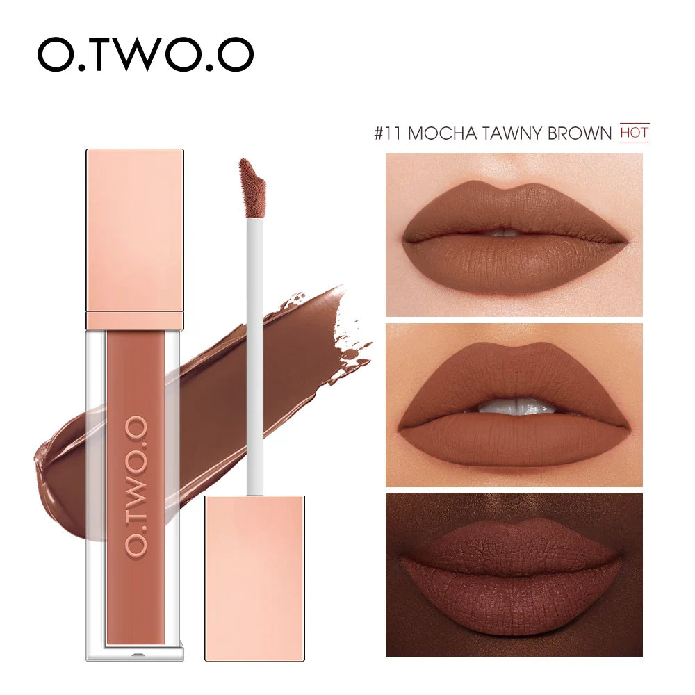 O.TWO.O 12 Color Liquid Lipstick Matte Finish Sexy Silky Lip Gloss Waterproof Kiss-proof Lasting Lip Glaze Lip Tint Cosmetics Lootquake LLC