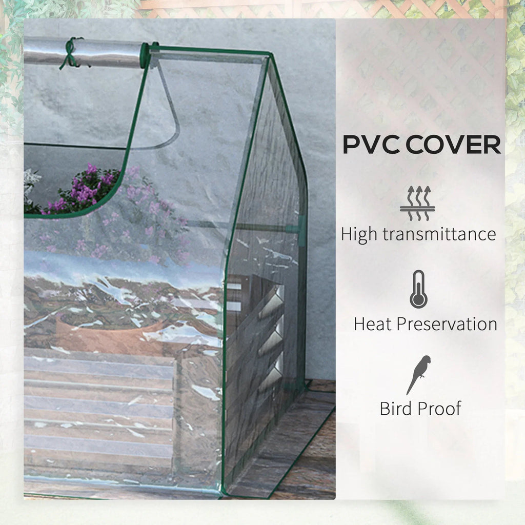 Steel Raised Garden Bed Planter Box Kit with Greenhouse, for Dual Use, Green Lootquake LLC