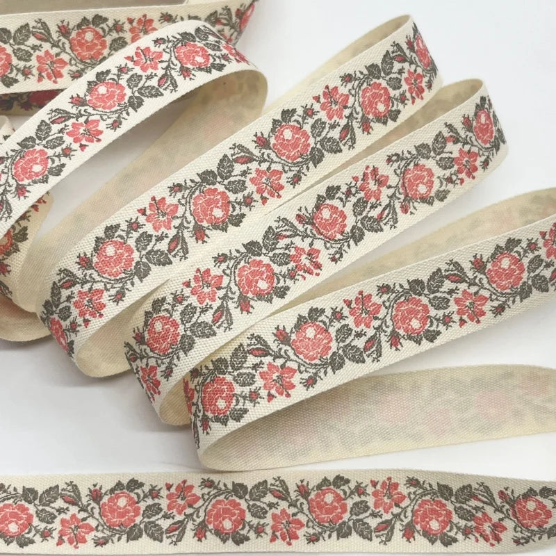 5Y 1.5cm/2.5cm Flowers Printed Cotton Floral Ribbon For Handmade DIY Craft Scrapbook Gift Packing Easter Wedding Christmas Deco Lootquake LLC