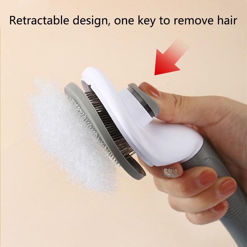 Pet Hair Remover Dog Brush Cat Comb Grooming Tools Dogs Accessories Cat Supplies Stainless Steel Beauty Massage Comb  Dog Cat Brush Pet Brush for Long and Short Hair with Self-Cleaning Brush Stevvex