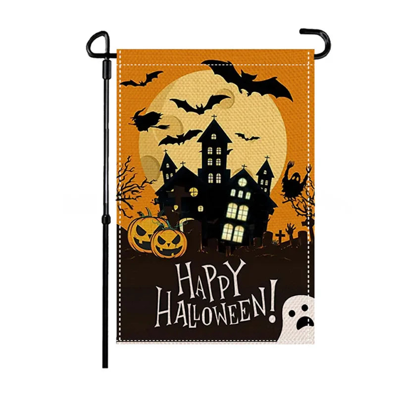 Halloween Garden Decor Flag Cartoon Pumpkin Ghost Skull Pattern Decorative Flag For Indoor Outdoor 2025 Halloween Party Decors Lootquake LLC