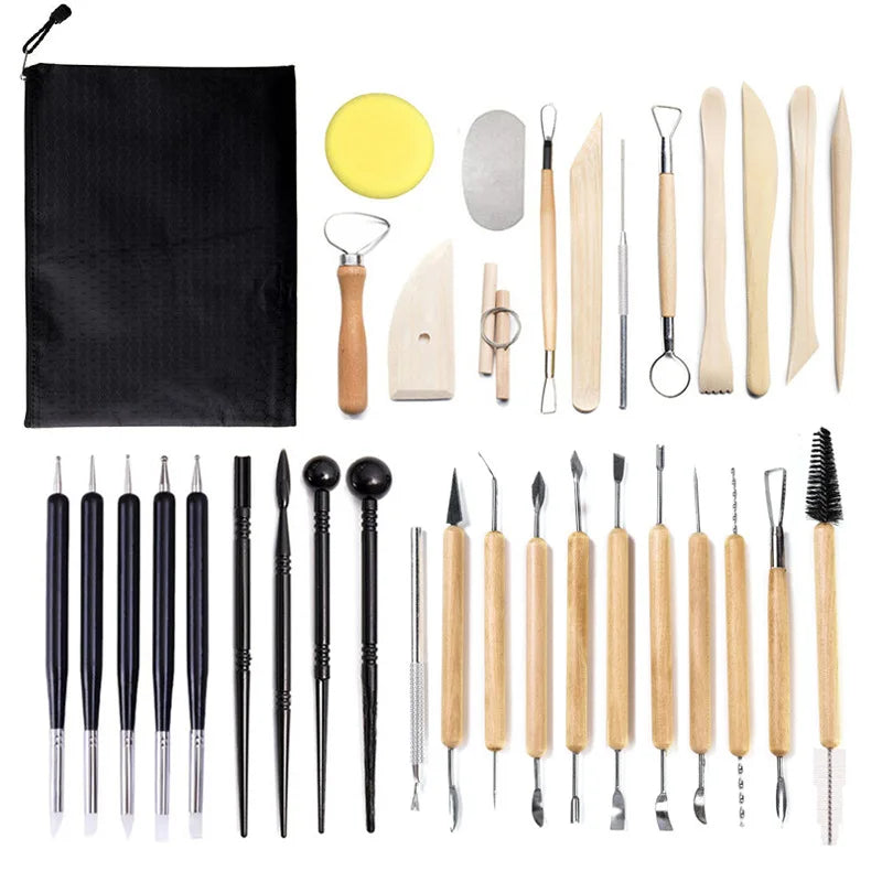 34pcs Sculpt Smoothing Wax Carving Pottery Ceramic Tools Polymer Shapers Modeling Carved Tool Perfect Lootquake LLC